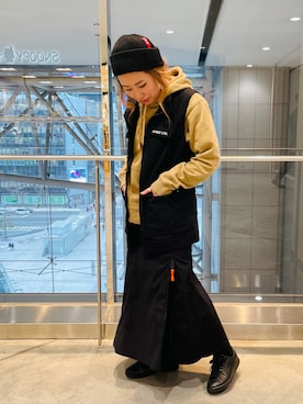 「アイテム（パーカー、グリーン系）」を使った、ayanaさん（レディース・158cm）の春コーディネート