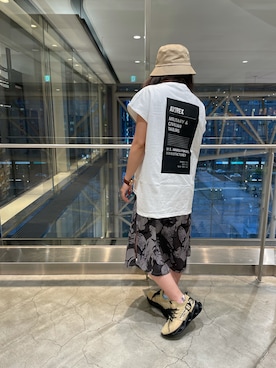 「アイテム（シャツワンピース、グレー系）」を使った、ayanaさん（レディース・158cm）の夏コーディネート