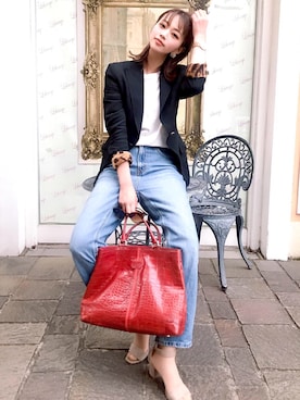 「DOLCE&GABBANA（ドルチェアンドガッバーナ）のアイテム（ジャケット/アウター）」を使った、藤野結衣さん（レディース・166cm）の夏コーディネート