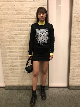 「KENZO」｜「アイテム（スカート）」を使った、藤野結衣さん（レディース・167cm）の秋コーディネート