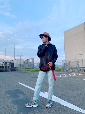 「秋」｜「アイテム（ライダースジャケット）」を使った、hayatoさん（メンズ・168cm）の秋コーディネート