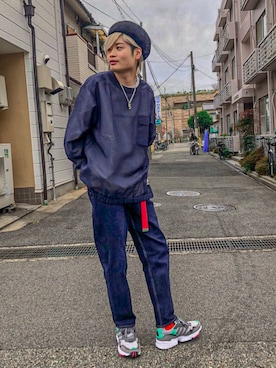 「AVIREX（アヴィレックス）のアイテム（ハンチング/ベレー帽）」を使った、hayatoさん（メンズ・168cm）の冬コーディネート