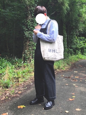 「MHL.」｜「アイテム（サロペット/オーバーオール）」を使った、まる。さん（メンズ・169cm）の夏コーディネート