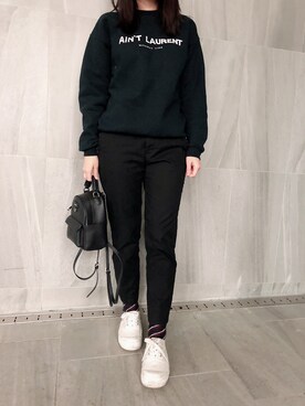 「UNIQLO（ユニクロ）のアイテム（その他パンツ、ブラック系）」を使った、MayGさん（レディース・153cm）の春コーディネート