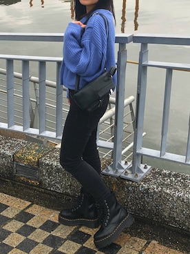 「MUJI Labo（ムジラボ）のアイテム（デニムパンツ、ブラック系）」を使った、MayGさん（レディース・153cm）の春コーディネート