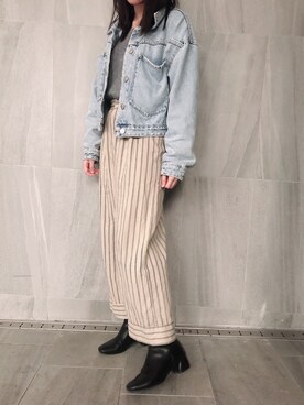 「ZARA（ザラ）のアイテム（デニムジャケット、ブルー系）」を使った、MayGさん（レディース・153cm）の春コーディネート