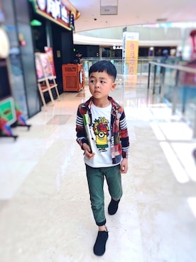 「Cherokee（-）のアイテム」を使った、久艾羌さん（キッズ・123cm）の春コーディネート