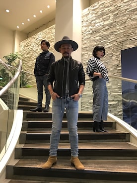 DIESEL BLACK GOLDのライダースジャケットを使った人気ファッション
