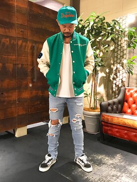 「DIESEL（ディーゼル）のアイテム（スタジャン）」を使った、YANさん（メンズ・169cm）の秋コーディネート