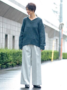 「BEAUTY&YOUTH UNITED ARROWS（ビューティーアンドユースユナイテッドアローズ）の＜YAHKI＞スクエアレザーショルダーバッグ（ショルダーバッグ、ブラック系）」を使った、Memi Sugiuraさん（レディース・162cm）の秋コーディネート