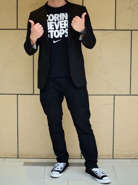 「H&M（エイチ・アンド・エム）のアイテム（テーラードジャケット）」を使った、DAIKI1212さん（メンズ・171cm）の秋コーディネート