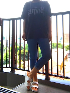 「バントTシャツ」｜midoriさん（レディース・158cm）の夏コーディネート