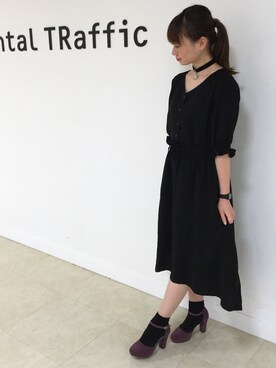 「パープル×黒」｜「アイテム（パンプス）」を使った、ORientalTRaffic  溝口店さん（レディース・155cm）の夏コーディネート
