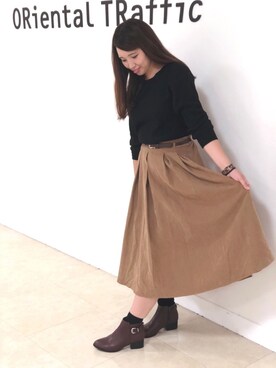 「しまむら（シマムラ）のアイテム（スカート）」を使った、ORientalTRaffic  溝口店さん（レディース・155cm）の秋コーディネート