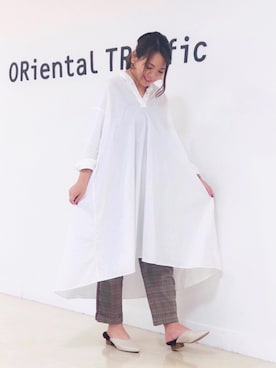 「オリエンタルトラフィック」｜「アイテム（シャツワンピース）」を使った、ORientalTRaffic  溝口店さん（レディース・155cm）の秋コーディネート