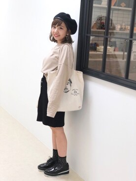 「オリエンタルトラフィック」｜「アイテム（ハンチング/ベレー帽）」を使った、ORientalTRaffic  溝口店さん（レディース・155cm）の秋コーディネート