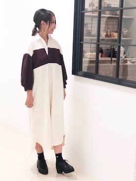 「オリエンタルトラフィック」｜「アイテム（シャツワンピース）」を使った、ORientalTRaffic  溝口店さん（レディース・155cm）の秋コーディネート