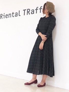 「オリエンタルトラフィック」｜「アイテム（ハンチング/ベレー帽）」を使った、ORientalTRaffic  溝口店さん（レディース・155cm）の秋コーディネート