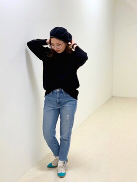 「オリエンタルトラフィック」｜「アイテム（ハンチング/ベレー帽）」を使った、ORientalTRaffic  溝口店さん（レディース・155cm）の冬コーディネート