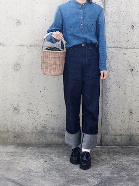 「VINTAGE（ヴィンテージ）のアイテム（かごバッグ）」を使った、ryo___kaさん（レディース・167cm）の春コーディネート