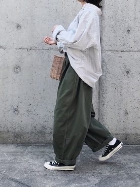 「VINTAGE（ヴィンテージ）のアイテム（かごバッグ）」を使った、ryo___kaさん（レディース・167cm）の春コーディネート