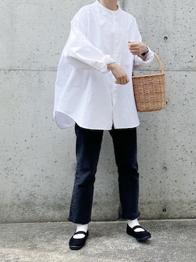「ビッグシャツ」｜「アイテム（バレエシューズ）」を使った、ryo___kaさん（レディース・167cm）の春コーディネート