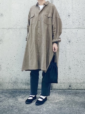 「ビッグシャツ」｜「アイテム（バレエシューズ）」を使った、ryo___kaさん（レディース・167cm）の秋コーディネート