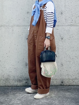 「アイテム（サロペット/オーバーオール）」を使った、ryo___kaさん（レディース・167cm）の春コーディネート