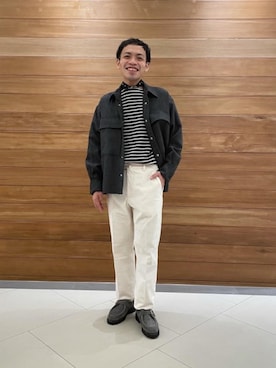 「Tシャツ/カットソー」｜「アイテム（その他アウター）」を使った、野田 昌宏さん（メンズ・163cm）の秋コーディネート