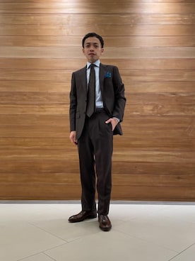 「ビジネス」｜「アイテム（スーツセット）」を使った、野田 昌宏さん（メンズ・163cm）の秋コーディネート