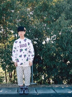 「PUNYUS（プニュズ）のアイテム（スウェット）」を使った、いずっちさん（メンズ・165cm）の冬コーディネート