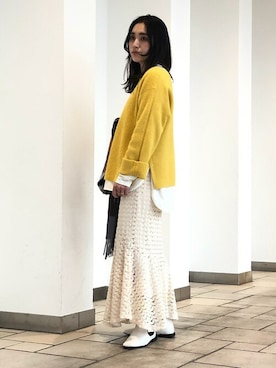 「SHIPS（シップス）のアイテム（Tシャツ/カットソー）」を使った、増田さん（レディース・157cm）の秋コーディネート