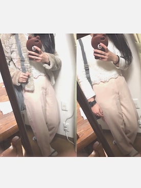 「index（インデックス）のアイテム（ノーカラージャケット）」を使った、まいめろさん（レディース・154cm）の冬コーディネート