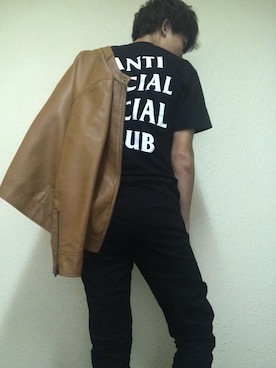 「ZIP FIVE（ジップファイブ）のアイテム（ライダースジャケット）」を使った、はちさん（メンズ・176cm）の夏コーディネート