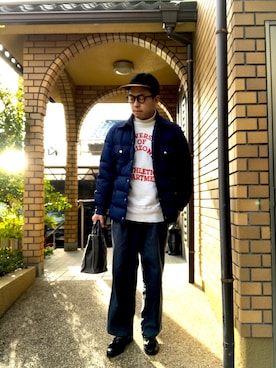 「L.L.Bean（エルエルビーン）のアイテム（ダウンジャケット/コート）」を使った、ラー油　さん（メンズ・164cm）の冬コーディネート