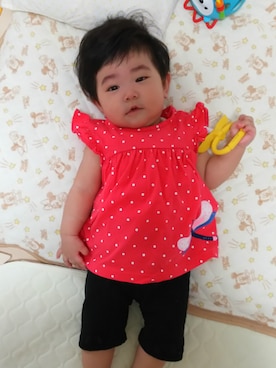 「アイテム（おもちゃ、ブルー系）」を使った、Emaさん（キッズ・60cm）の夏コーディネート