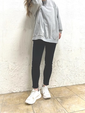 「ZARA（ザラ）のアイテム（スニーカー）」を使った、Kiekoさん（レディース・154cm）の冬コーディネート