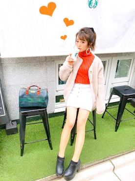「ボア」｜「アイテム（ブーティ）」を使った、中島絢乃さん（レディース・156cm）の冬コーディネート