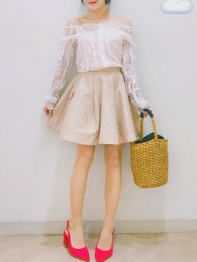 「Mathilda（マチルダ）のアイテム（パンプス）」を使った、中島絢乃さん（レディース・156cm）の春コーディネート