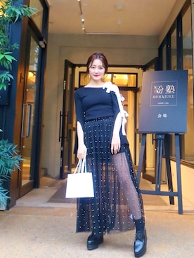 「LILY BROWN（リリーブラウン）のアイテム（アクセサリー）」を使った、中島絢乃さん（レディース・156cm）の冬コーディネート