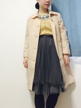 「&nostalgiaのアイテム（Skirt、グレー系）」を使った、やよひさん（レディース・154cm）の春コーディネート