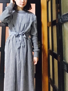 「usedのアイテム（One piece dress、ブルー系）」を使った、やよひさん（レディース・154cm）の春コーディネート
