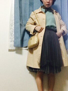 「&nostalgiaのアイテム（Skirt、グレー系）」を使った、やよひさん（レディース・154cm）の春コーディネート