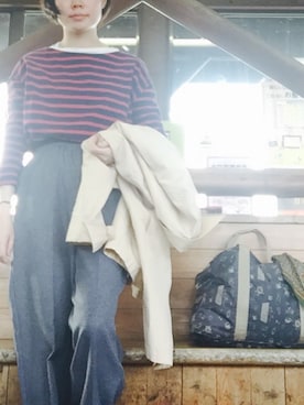 「usedのアイテム（Trousers、グレー系）」を使った、やよひさん（レディース・154cm）の春コーディネート