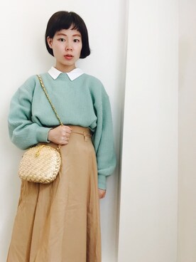 「usedのアイテム（Cardigans、グレー系）」を使った、やよひさん（レディース・154cm）の春コーディネート