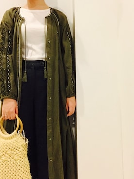 「もらいもののアイテム（Handbag、イエロー系）」を使った、やよひさん（レディース・154cm）の春コーディネート