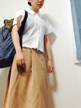 「usedのアイテム（Skirt、ベージュ系）」を使った、やよひさん（レディース・154cm）の夏コーディネート