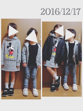 「H&M（エイチ・アンド・エム）のアイテム（シャツワンピース）」を使った、tama♡さん（キッズ・110cm）の冬コーディネート