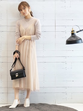 ワンピースを使った ピンクベージュ の人気ファッションコーディネート Wear