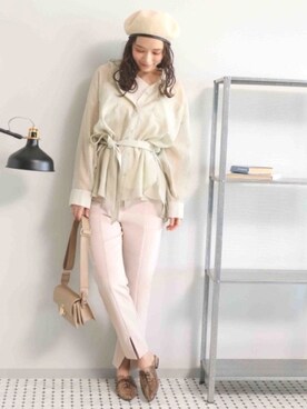 「ピスタチオ」｜「アイテム（ハンチング/ベレー帽）」を使った、mystywoman_officialさん（レディース・164cm）の春コーディネート